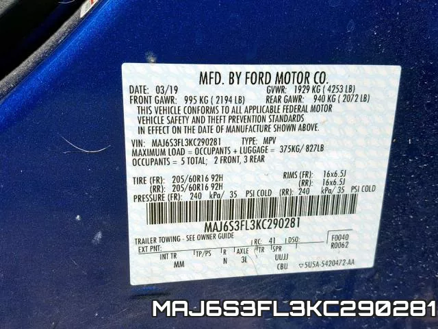 MAJ6S3FL3KC290281 фото 2