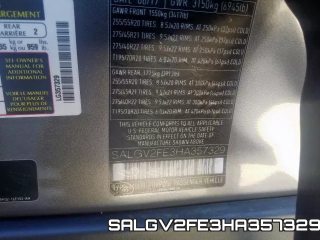 SALGV2FE3HA357329 фото 2
