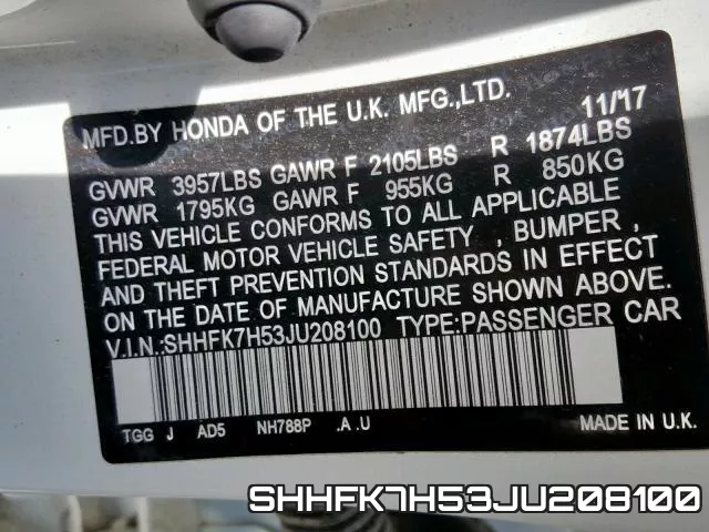 SHHFK7H53JU208100 фото 2