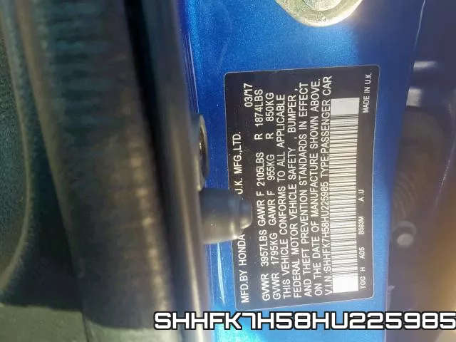 SHHFK7H58HU225985 фото 2