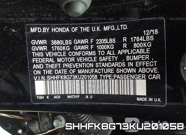 SHHFK8G73KU201058 фото 10