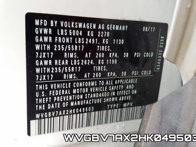 WVGBV7AX2HK049503 фото 2