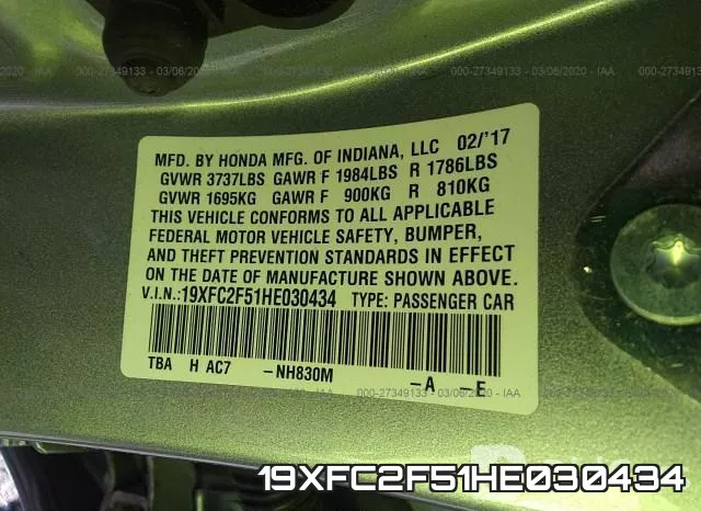 19XFC2F51HE030434 фото 10