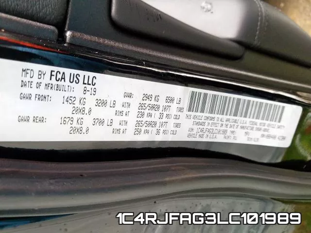 1C4RJFAG3LC101989 фото 2