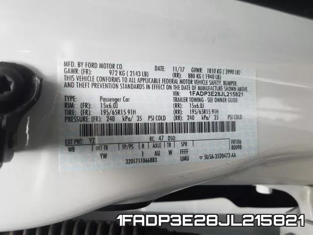 1FADP3E28JL215821 фото 2