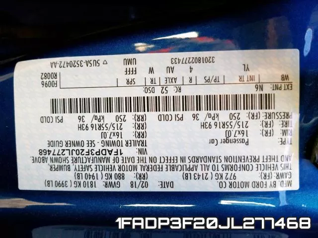 1FADP3F20JL277468 фото 2