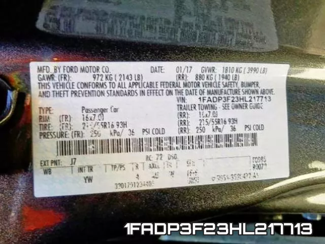 1FADP3F23HL217713 фото 2