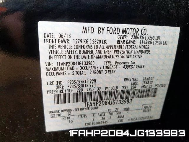 1FAHP2D84JG133983 фото 2