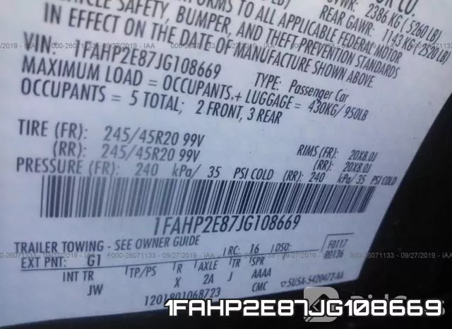 1FAHP2E87JG108669 фото 10