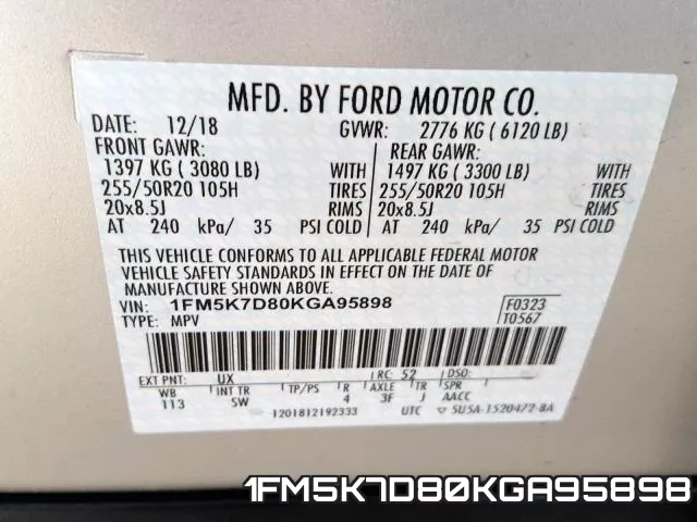 1FM5K7D80KGA95898 фото 2