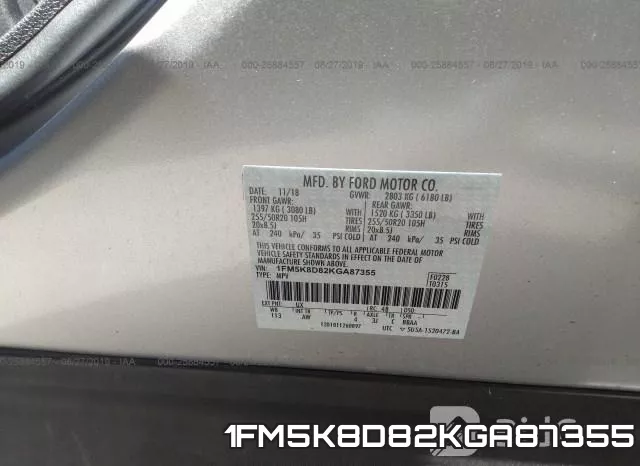 1FM5K8D82KGA87355 фото 10