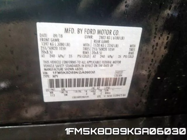 1FM5K8D89KGA06030 фото 2