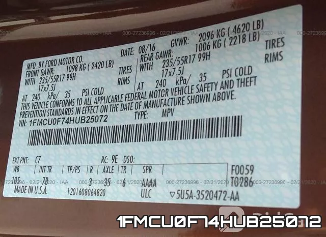 1FMCU0F74HUB25072 фото 10