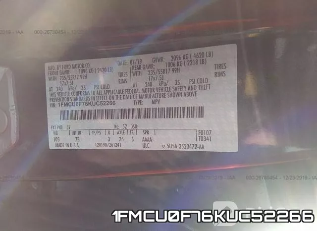 1FMCU0F76KUC52266 фото 10