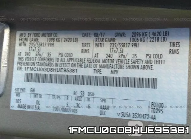 1FMCU0GD8HUE95381 фото 10