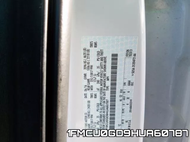 1FMCU0GD9HUA60787 фото 2