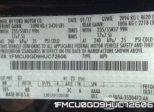 1FMCU0GD9HUC72606 фото 10