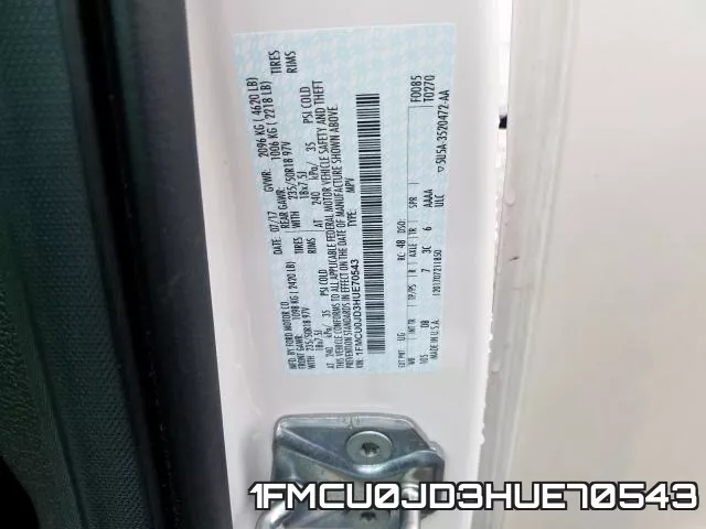 1FMCU0JD3HUE70543 фото 2