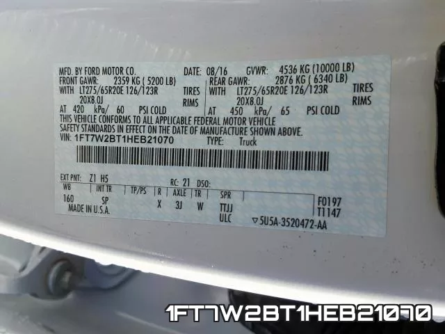 1FT7W2BT1HEB21070 фото 2
