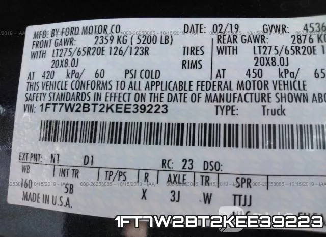 1FT7W2BT2KEE39223 фото 10