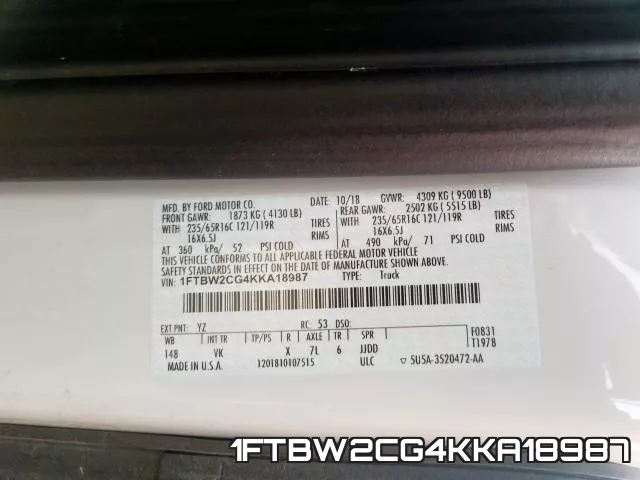 1FTBW2CG4KKA18987 фото 2
