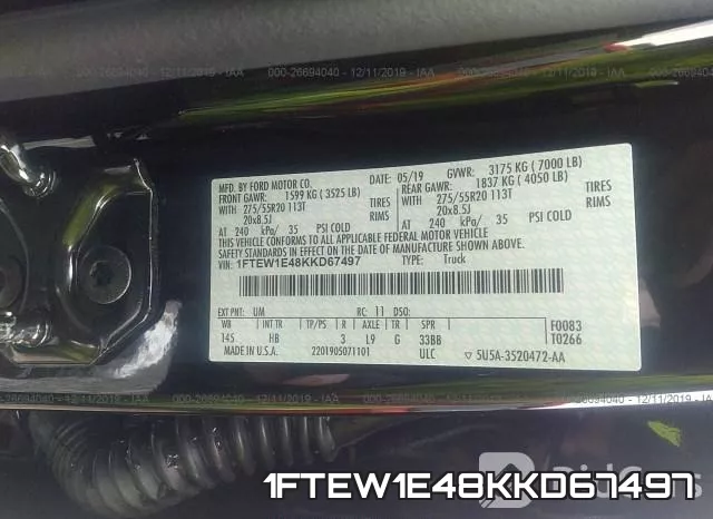 1FTEW1E48KKD67497 фото 10