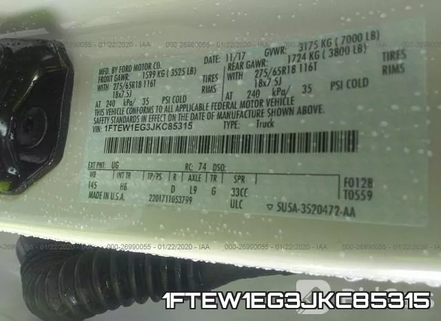 1FTEW1EG3JKC85315 фото 10