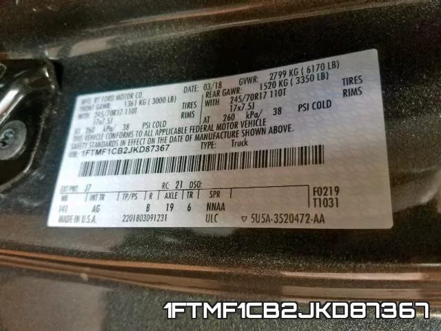 1FTMF1CB2JKD87367 фото 2