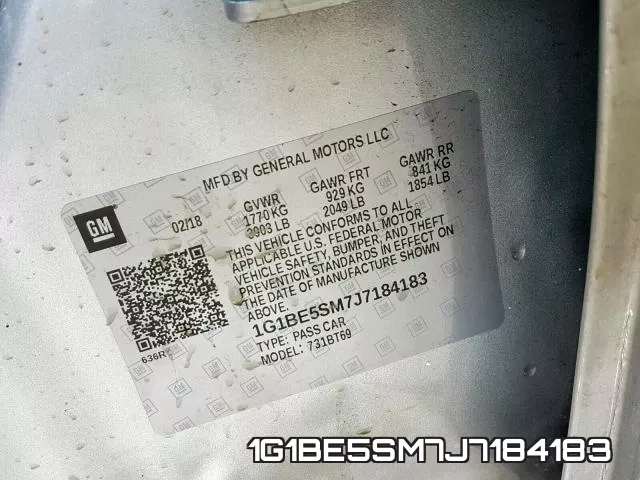 1G1BE5SM7J7184183 фото 2