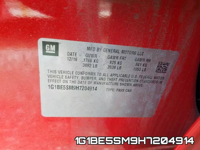 1G1BE5SM9H7204914 фото 2