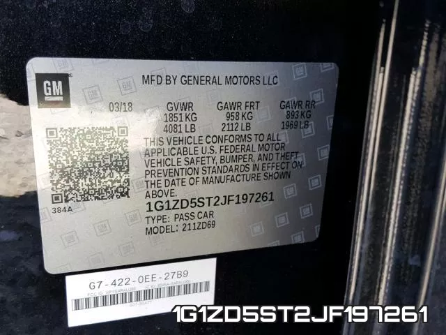 1G1ZD5ST2JF197261 фото 2
