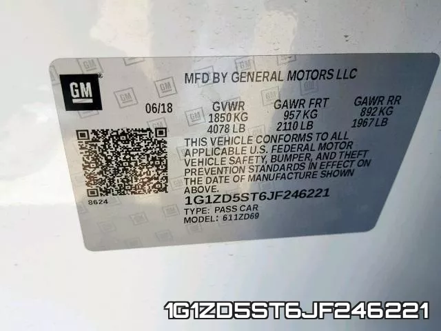 1G1ZD5ST6JF246221 фото 2
