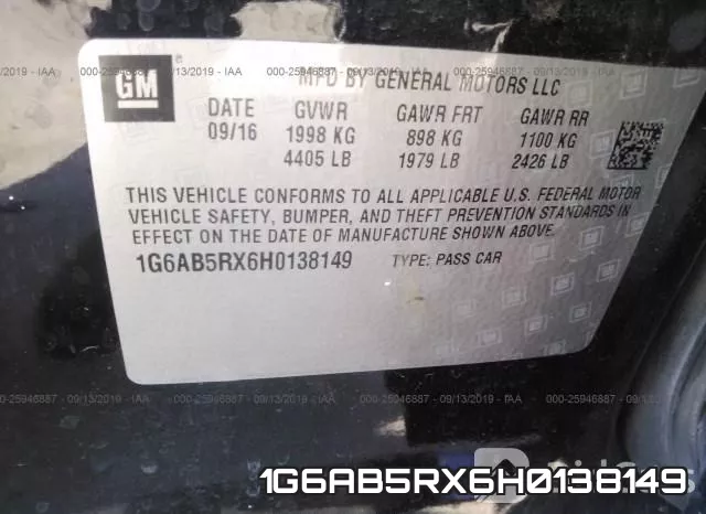 1G6AB5RX6H0138149 фото 10