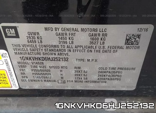 1GNKVHKD6HJ252132 фото 10