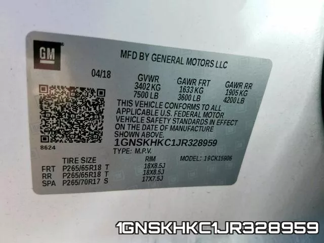 1GNSKHKC1JR328959 фото 2