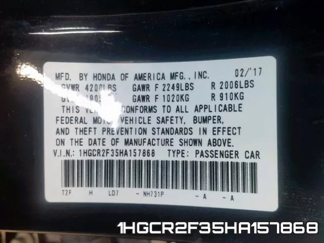1HGCR2F35HA157868 фото 2