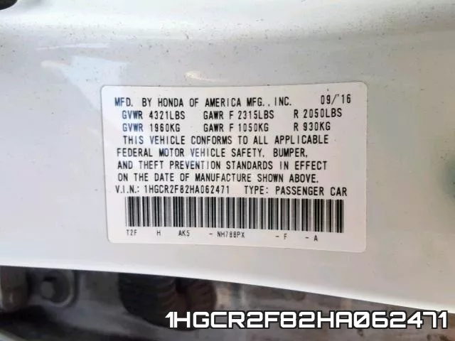 1HGCR2F82HA062471 фото 2