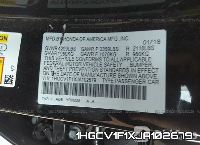 1HGCV1F1XJA102679 фото 10