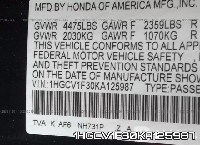 1HGCV1F30KA125987 фото 10