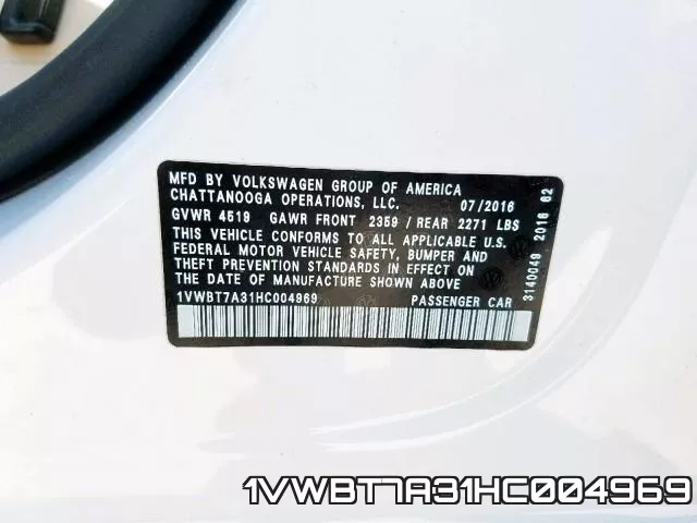 1VWBT7A31HC004969 фото 2