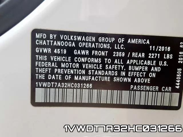 1VWDT7A32HC031266 фото 2