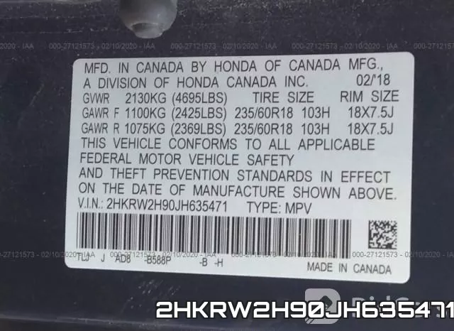 2HKRW2H90JH635471 фото 10