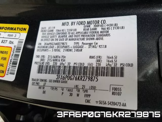 3FA6P0G76KR279875 фото 2
