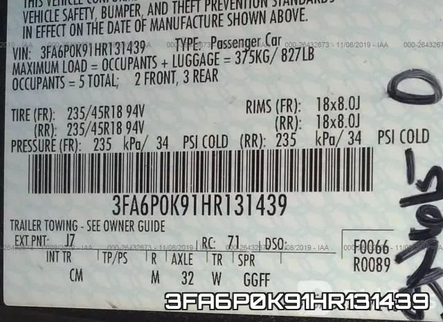 3FA6P0K91HR131439 фото 10