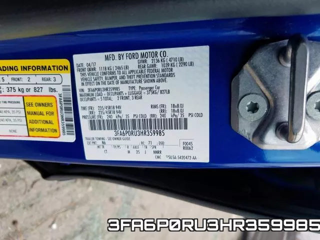 3FA6P0RU3HR359985 фото 2