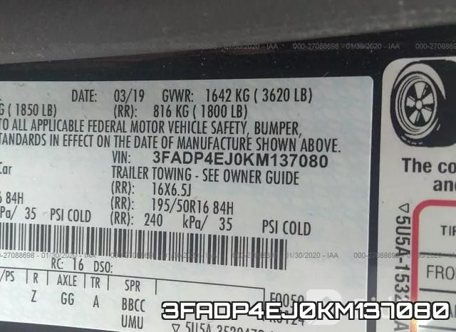 3FADP4EJ0KM137080 фото 10