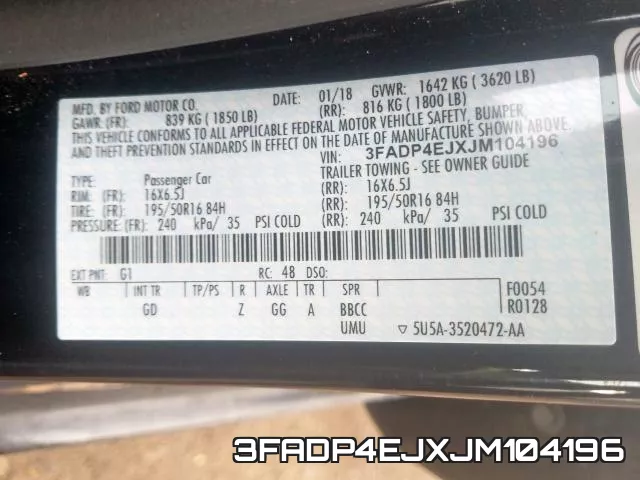 3FADP4EJXJM104196 фото 2