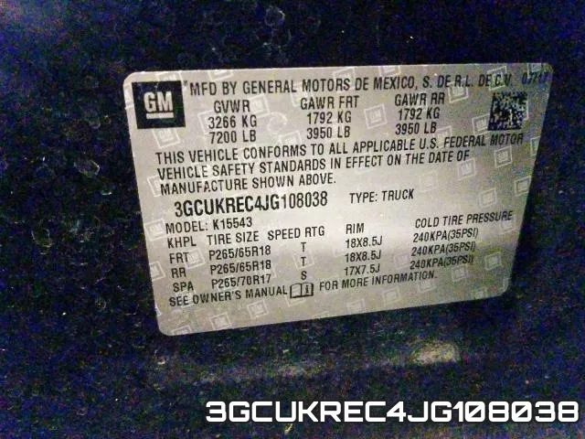 3GCUKREC4JG108038 фото 2