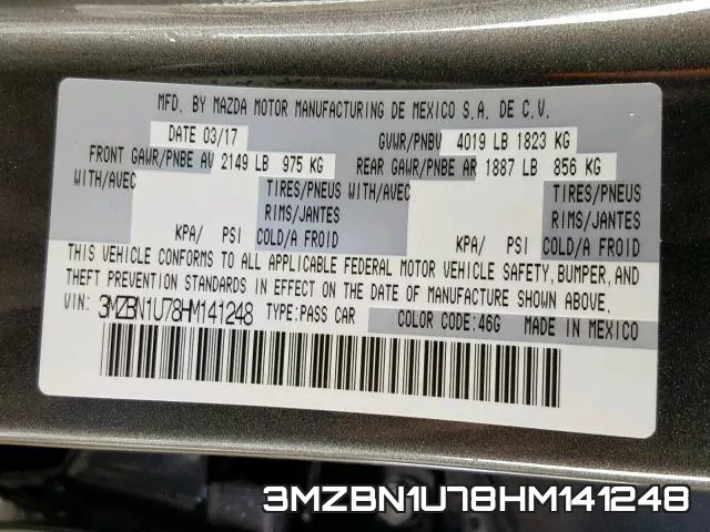 3MZBN1U78HM141248 фото 2