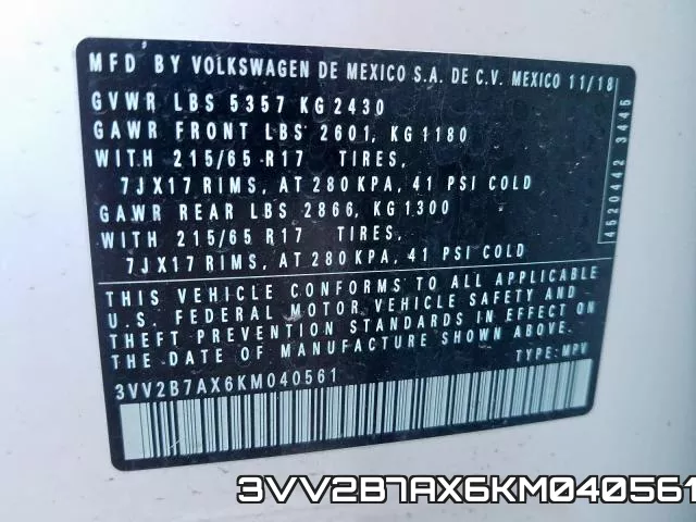 3VV2B7AX6KM040561 фото 2